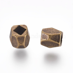 真鍮製スペーサービーズ  多面カット  コラム  ニッケルフリー  アンティークブロンズ  3x3mm  穴：1.5mm&nbsp;PALLOY-C077-AB-NF