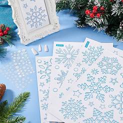 クリスマスペット用粘着式お祝いステッカー 12枚 6スタイル  DIY スクラップブッキング用の防水エンボス加工デカール  カード作り  スノーフレーク  115~300x60~201x0.1mm  ステッカー：7~115x7~115mm  2個/スタイル&nbsp;DIY-PH0023-47