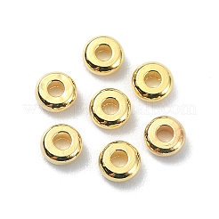 真鍮製スペーサービーズ  ロンデル  18KGP本金メッキ  3x1mm  穴：1mm&nbsp;KK-P232-11G