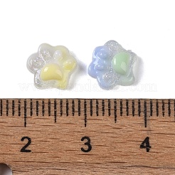 蓄光樹脂デコデンカボション  暗闇で光る  7.5x8x4色の猫の足跡  ミックスカラー  [1]mm&nbsp;RESI-K036-15