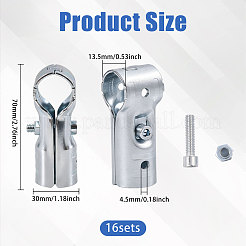 炭素鋼パイプクランプブラケットセット（ネジとナット付き）2個  ステンレス鋼色  70x30x13.5mm&nbsp;FIND-WH0141-160B