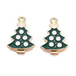クリスマステーマ合金エナメルペンダント  カドミウムフリー＆鉛フリー  ライトゴールド  クリスマスツリー  23x16x2.5mm  穴：2mm&nbsp;ENAM-T020-10H
