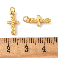 真鍮製チャーム  クロス  長持ちメッキ  鉛フリー＆カドミウムフリー  丸カン付き  24KGP本金メッキ  14x7x3mm  穴：2mm&nbsp;KK-K364-20C-G