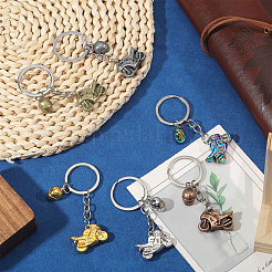 6Pcs 6 Colors Motorbike with Helmet Alloy Pendant Keychains&nbsp;KEYC-CA0001-61