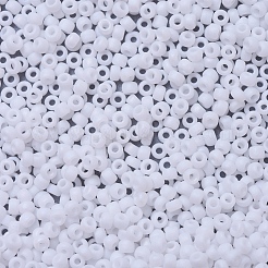 MIYUKIラウンドロカイユビーズ  日本製シードビーズ  （rr402fr）マットホワイトab  11/0  2x1.3mm  穴：0.8mm  約1100PCS /ボトル  10 G /ボトル&nbsp;SEED-JP0008-RR0402FR
