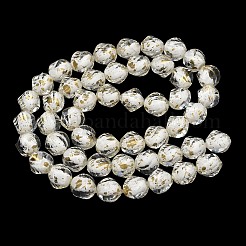 樹脂とガラスビーズの連  二層ビーズ  ツイスト  グリッターパウダー付き  多面カット  ホワイト  10x8~9.5mm  穴：0.6mm  約48~50個/連  19.88''（50.5cm）〜19.96''（50.7cm）&nbsp;GG-CBA48D8-01F