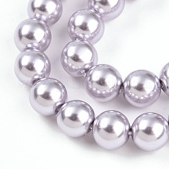 ベーキングペイントパール化ガラスパールビーズ連売り  ラウンド  ラベンダー  6mm  穴：0.8mm  約69~70個/連  15.75~15.94インチ（40~40.5cm）&nbsp;HY-N002-6mm-A04