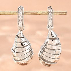 Brass Micro Pave Cubic Zirconia Dangle Hoop Earrings&nbsp;EJEW-G471-54P