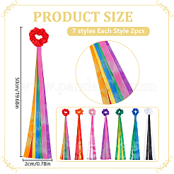 ポリエステルリストサッシュ7色14個  手首のコサージュ  花  ミックスカラー  105x2mm  2個/カラー&nbsp;AJEW-WR0003-83