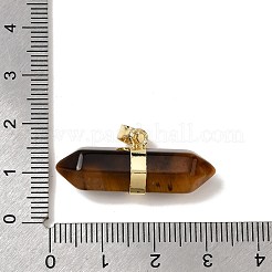 Natural Tiger Eye Double Terminal Pointed Pendants&nbsp;G-NH0001-15G-08