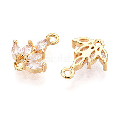 Brass Pave Clear Cubic Zirconia Connector Charms&nbsp;KK-T078-03G-03