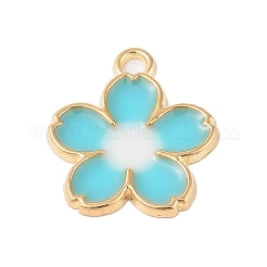 ラックメッキ合金ペンダント  エナメル  ゴールドカラー  花のチャーム  ミックスカラー  27.5x24x2mm  穴：3mm&nbsp;FIND-C059-01G