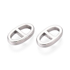 変色しない304ステンレススチールコネクタチャーム  オーバル  ステンレス鋼色  10x6.5x2mm  穴：2.5mm&nbsp;X-STAS-N097-168P