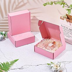 紙箱  テイクアウト容器  ギフト梱包箱  長方形  パールピンク  15x15x5cm&nbsp;CON-WH0072-78