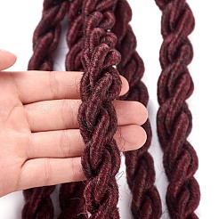 女神locsかぎ針編みオンブル髪  カーリーエンドのウェーブのフェイクロック  合成編組ヘアエクステンション  耐熱性低温繊維  長い＆縮毛  ブルゴーニュ  20インチ（50.8cm）  24連売り/ pc&nbsp;OHAR-G005-09B