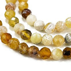 天然石イエローオパールビーズ連売り  多面カット  ラウンド  4mm  穴：0.8mm  約93~95個/連  15.35インチ（39cm）&nbsp;G-L597-C05-02