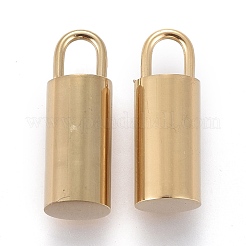 イオンプレーティング（IP）304ステンレスペンダント  ロック  ゴールドカラー  16.5x6mm  穴：3x4mm&nbsp;STAS-I164-003G