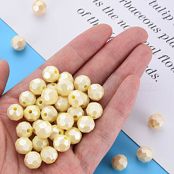 不透明なアクリルビーズ  多面カット  ラウンド  レモンシフォン  9.5mm  穴：2mm  約1050個/500g&nbsp;MACR-S373-69-A04