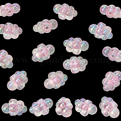 35 個の UV メッキレインボー虹色アクリルビーズ  ツートン  ブドウ  ピンク  25x16x14mm  穴：3.7mm&nbsp;PACR-PA0001-23A