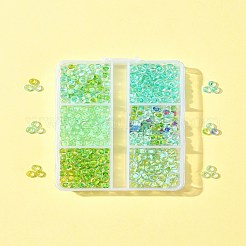 透明 45g 6色 ガラス丸型シードビーズ 6/0個  色の内側  ラウンド  グリーン  4x3mm  穴：1.2mm  7.5 G /カラー&nbsp;SEED-FS0001-30