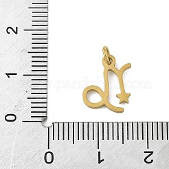 316lサージカルステンレスペンダント  星座チャーム  丸カン付き  ゴールドカラー  山羊座  12.5x11x1.5mm  穴：2.5mm&nbsp;STAS-U058-01G-10
