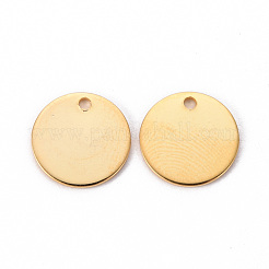 201 ステンレススチール スタンピング ブランク タグ ペンダント  フラットラウンド  ゴールドカラー  12x1mm  穴：1.4mm&nbsp;X-STAS-T058-12mm-G
