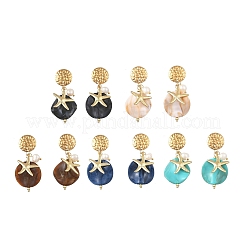 304 Stainless Steel & Acrylic & Natural Pearl Stud Dangle Earrings&nbsp;EJEW-JE07446-02