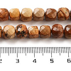天然石ピクチャージャスパービーズ連売り  多面カット  キューブ  7x8x7mm  穴：1mm  約47~48個/連  13.35~13.46''（33.9~34.2センチメートル）&nbsp;G-H028-A06-01