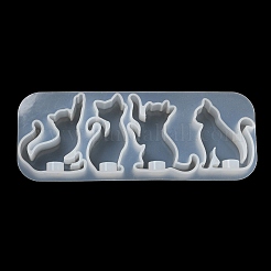 猫の形のペンダント DIY シルエット シリコン型  LEDチップ電球樹脂鋳造金型  UVレジン用  エポキシ樹脂工芸品作り  ホワイト  59x150x15.5mm  穴：10.5mm  内径：38~45.5x24~36mm&nbsp;DIY-K067-02C