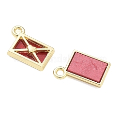 合金アクリルパーツ  ハートのチャームが入った封筒  長持ちメッキ  ゴールドカラー  15.5x11.5x3mm  穴：1.8mm&nbsp;FIND-D044-23G-02