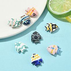 8 個 8 色の手作り磁器ビーズ  手描きの陶器ビーズ  ファミーユは磁器バラ  魚  ミックスカラー  20.5~22x16.5~18x6.5~7.5mm  穴：1.8~2.5mm  1pc /カラー&nbsp;PORC-FS0001-52