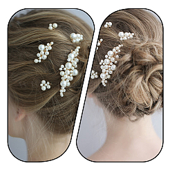 Copper Wire and ABS Imitation Pearl Hair Combs Sets for Women Girls&nbsp;OHAR-CY0001-20