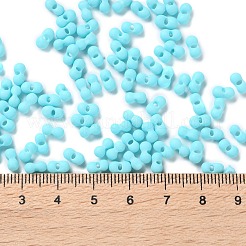 ゴム風ガラスシードビーズ  ピーナッツ  シアン  6~6.5x3~3.5x3~3.5mm  穴：1mm  約4500個/ポンド&nbsp;SEED-Z003-01D