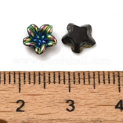 不透明アクリルカボションのメッキ  花  カラフル  7x7x2mm&nbsp;OACR-E039-68