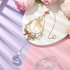 Brass Elf Moon Pendant Decoration&nbsp;HJEW-TA00226