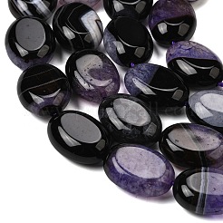 天然石瑪瑙ビーズ連売り  染め＆加熱  フラットオーバル  紫色のメディア  19~20x14.5~15.5x7.5~8mm  穴：0.8~1mm  約20個/連  15.55''~15.75''（39.5~40センチメートル）&nbsp;G-F820-N01-01F