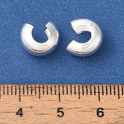 真鍮製つぶし玉カバーカシメ玉カバー  鉛フリー＆カドミウムフリー  925銀メッキ  6x3.5mm  穴：2mm&nbsp;KK-K383-07D-S