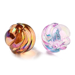 透明UVメッキ虹色アクリルビーズ  スパイラルラウンド  ミックスカラー  15.5x15mm  穴：3.3mm&nbsp;X1-OACR-Q189-06
