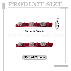 女性と女の子のためのPPとベルベットと樹脂のワニのヘアクリップ2個  暗赤色  93x14x33mm&nbsp;PHAR-LP0003-006A