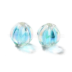 ツートン UV メッキ レインボー虹色アクリル ビーズ  カボチャ  空色  15.5x14.5~15mm  穴：2.7~2.8mm&nbsp;TACR-D010-05A