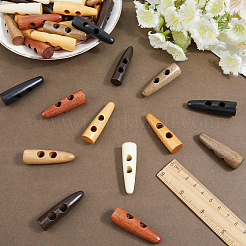 64色8穴木製ボタン2個  ミックスカラー  45x13x12.5mm  穴：6.5mm  8個/カラー&nbsp;WOOD-GF0002-35B
