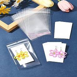 紙製ディスプレイカード50枚  ピアスに使用  長方形  セロハンバッグ付き  ホワイト  9x5x0.01cm&nbsp;CDIS-FS0001-14A