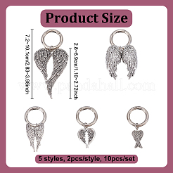 10Pcs 5 Styles Wing Tibetan Style Alloy Shoe Charms&nbsp;HJEW-PH02190