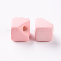 アクリルビーズ  ラバー加工スタイル  片穴  ギャップキューブ  ピンク  13.5x13.5x13.5mm  穴：3.5mm&nbsp;OACR-S039-04-26
