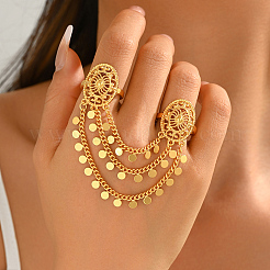Luxury Geometric Hollow Flower Double Rings Open Cuff Rings&nbsp;ET5952