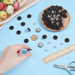 48Sets Flat Round Polyester Covered Aluminum Buttons&nbsp;DIY-NB0016-27