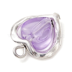 アクリルパーツ  ハート  アンティークシルバー合金パーツ  ミックスカラー  17.5x13.5x15.5mm  穴：1.9mm&nbsp;PALLOY-JF03250