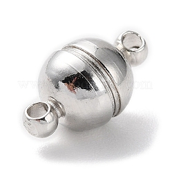 ループ付き真鍮製マグネットクラスプ  ラウンド  プラチナ  14x8mm  穴：1.5mm&nbsp;PALLOY-MC043-2P