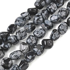 天然石スノーフレークオブシディアンビーズ連売り  ナゲット  タンブルストーン  6~8.5x6~7.5x5~8mm  穴：0.9mm  約27~35個/連  9.84~11.02''（25~28センチメートル）&nbsp;GG-CBA9392-13