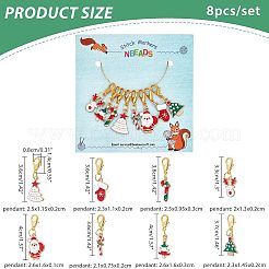 8個 8スタイル クリスマステーマ 合金エナメルペンダントデコレーション  亜鉛合金カニカン付き  ミックスカラー  33mm  1個/スタイル&nbsp;HJEW-NB0001-47